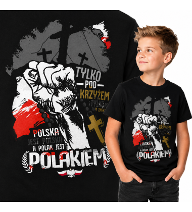 koszulka dziecięca  Patriotyczna TYLKO POD KRZYŻEM